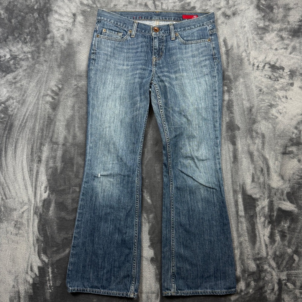 Express X2 Flare Jeans Womens 4 Short Blue Low Rise 100% Cotton Denim